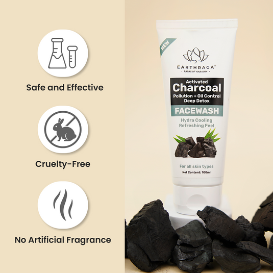 Earthraga Activated Charcoal Face Wash | With Alpha Arbutin and Argan Oil | 100 ml