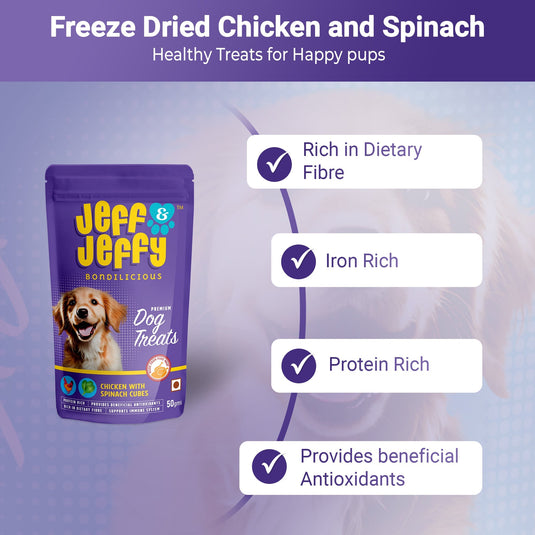 Chicken & Spinach Cubes : Freeze Dried Treats Rich in Antioxidants - Jeff & Jeffy