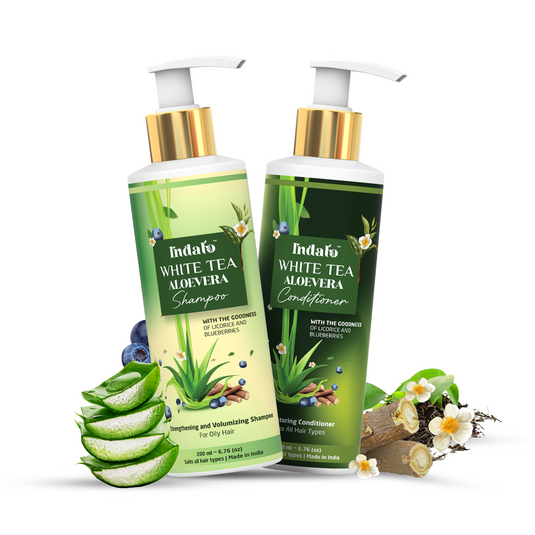 Indalo Combo For Oily Hair With White Tea Aloe Vera Shampoo & Conditioner