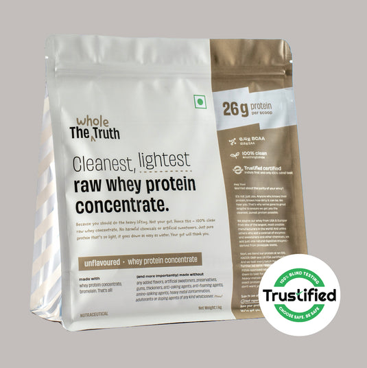 The Whole Truth Whey Protein Concentrate Unflavoured | 1 kg | 26g Protein per scoop