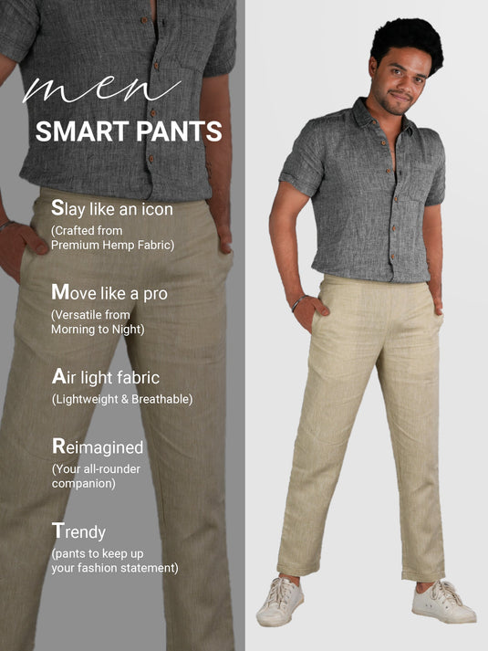 Men Light Brown Solid Hemp Lounge Pant