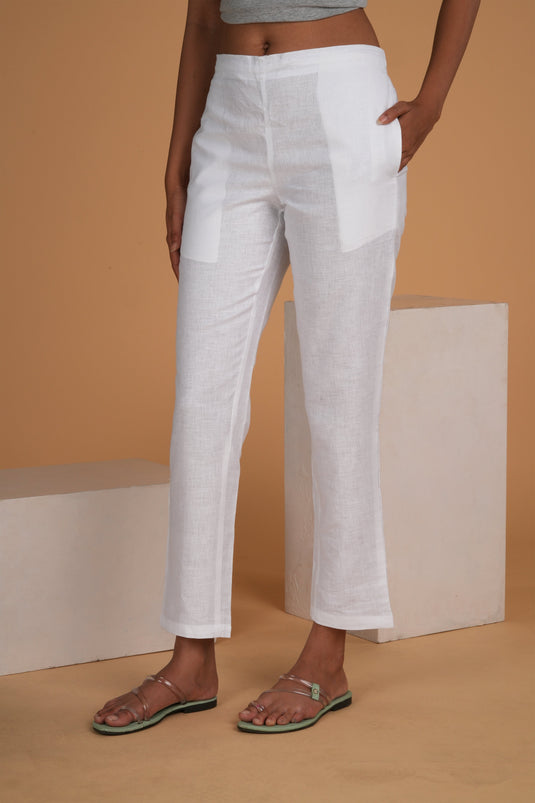 Women White Hemp Lounge Pant