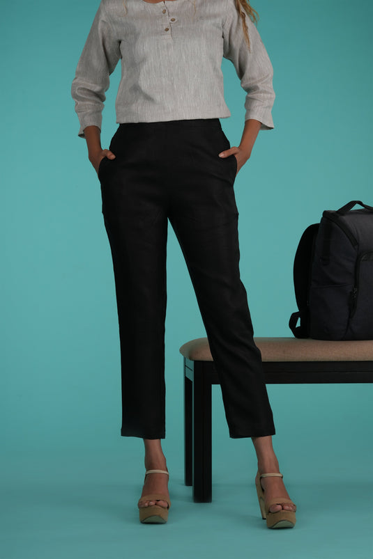 Women Regal Black Hemp Lounge Pant