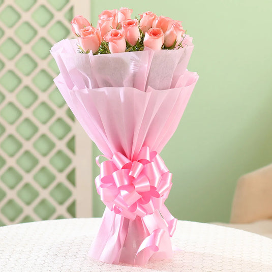 FNP- Elegance 12 Pink Roses Bouquet