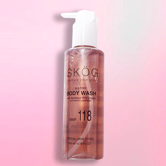 SKOG BODY WASH (SLS Free) Shower gel with Bordeaux Vine Grape Extract + Hyaluronic Acid + Niacinamide for all skin types