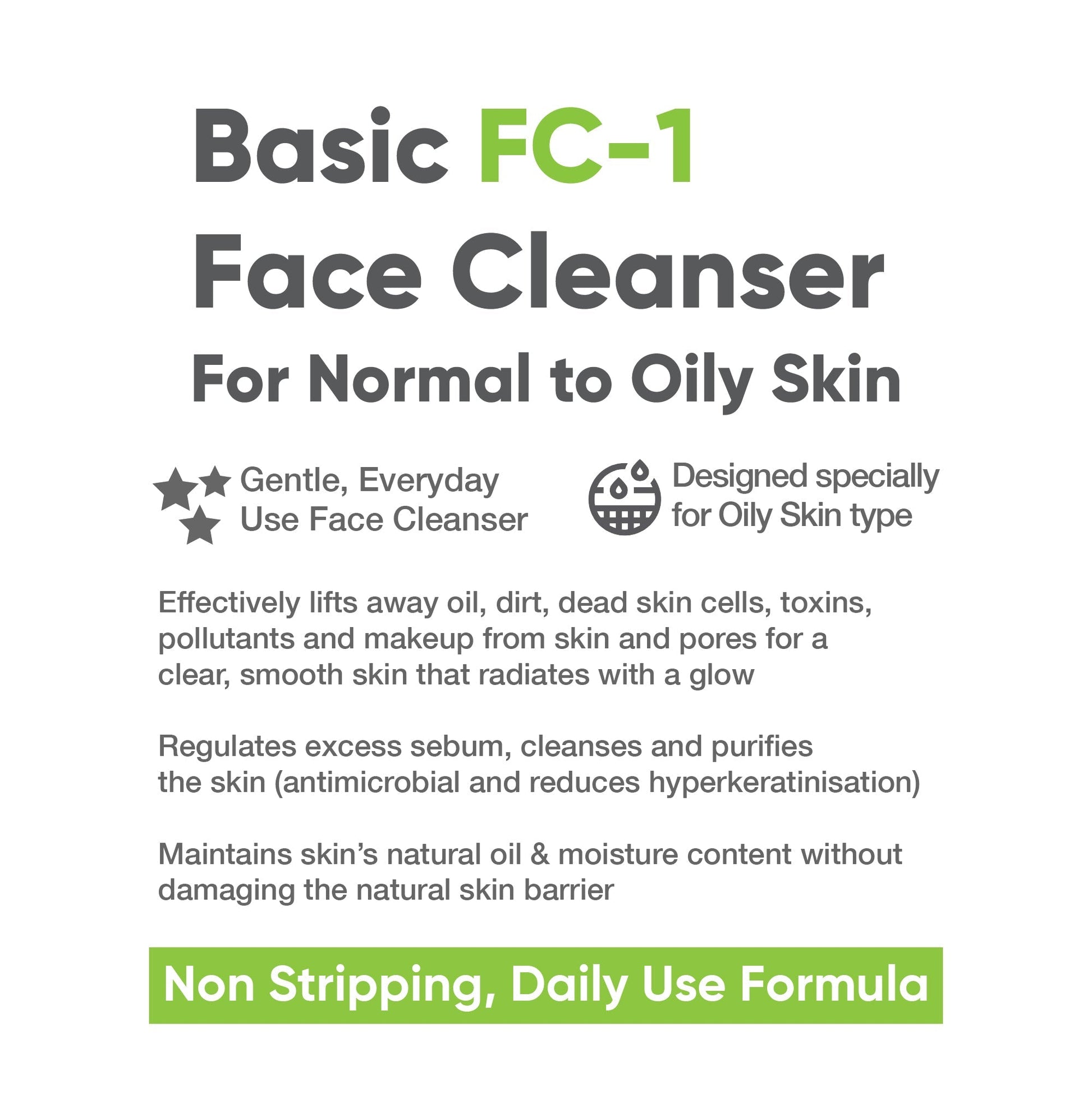 FC-1 Basic Face Cleanser for Oily Skin, 100ml - CosIQ