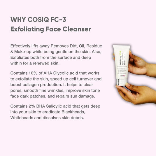 FC - 3 Exfoliating Face Cleanser, 100ml - CosIQ