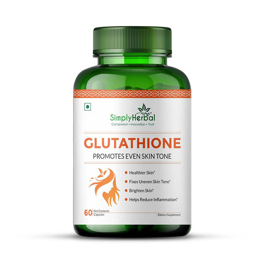 Simply Herbal L-Glutathione With Vitamin C & E for Skin Glowing, Lightening & Whitening 1000mg -60 Capsules