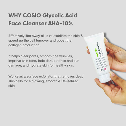 Glycolic Acid Face Cleanser AHA - 10%, 100ml - CosIQ