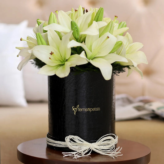 FNP- White Asiatic Lilies In FNP Signature Box