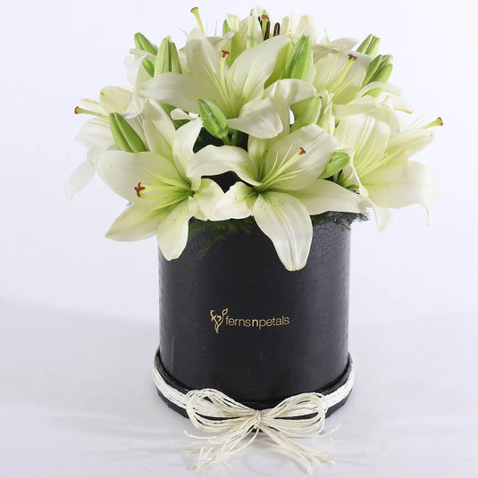 FNP- White Asiatic Lilies In FNP Signature Box
