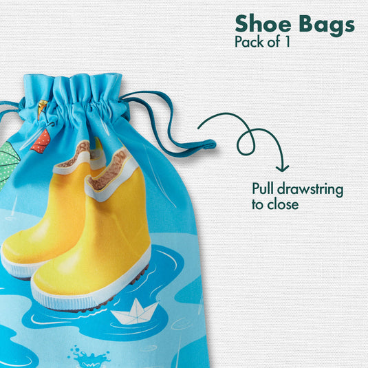 Rain Boots! Unisex Kid's Shoe Bag, 100% Organic Cotton, Pack of 1