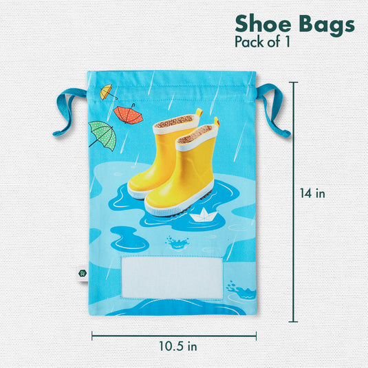 Rain Boots! Unisex Kid's Shoe Bag, 100% Organic Cotton, Pack of 1