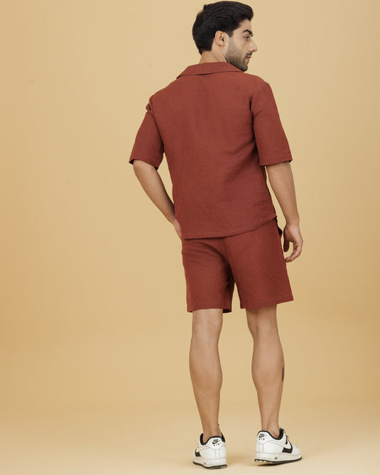 HEMPORIO Brown Pintuck Detail Shorts