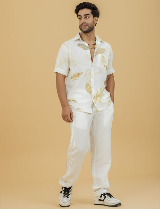 HEMPORIO Tropic Ease Botanical Print Cuban Shirt