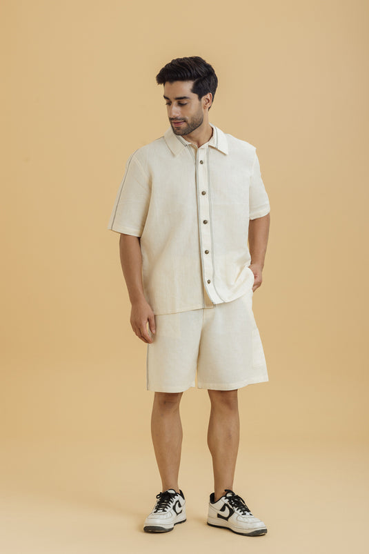 HEMPORIO Men's Top stitch Shirt with Shorts