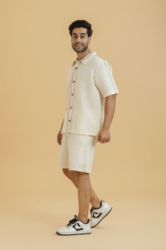 HEMPORIO Men's Top stitch Shirt with Shorts