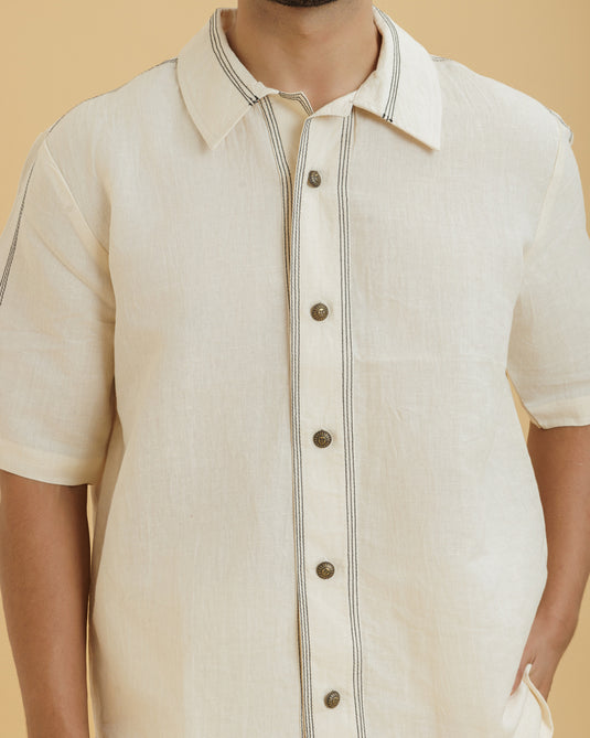 HEMPORIO Beige Half-Sleeve Shirt