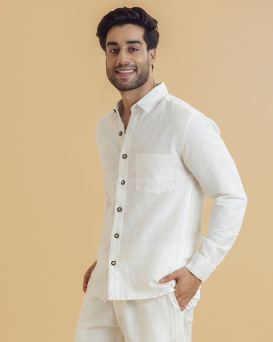 HEMPORIO Men's Relaxed Fit Hemp Shirt |White