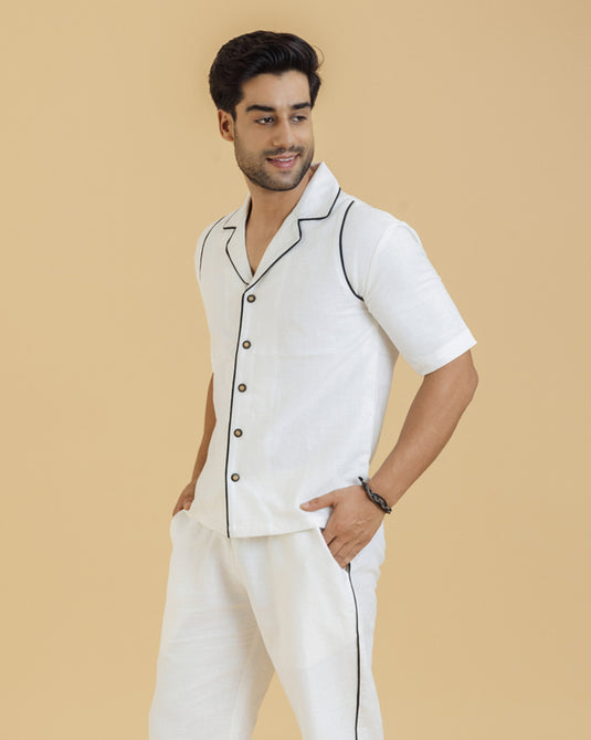 HEMPORIO White Half-Sleeve Shirt