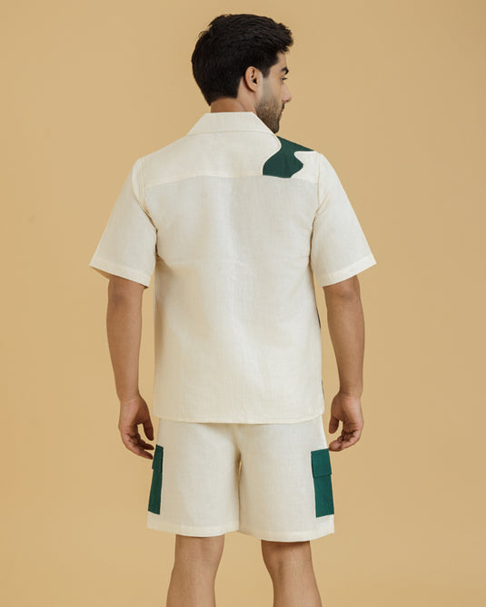 HEMPORIO Beige on Green Patch Men's Shirt