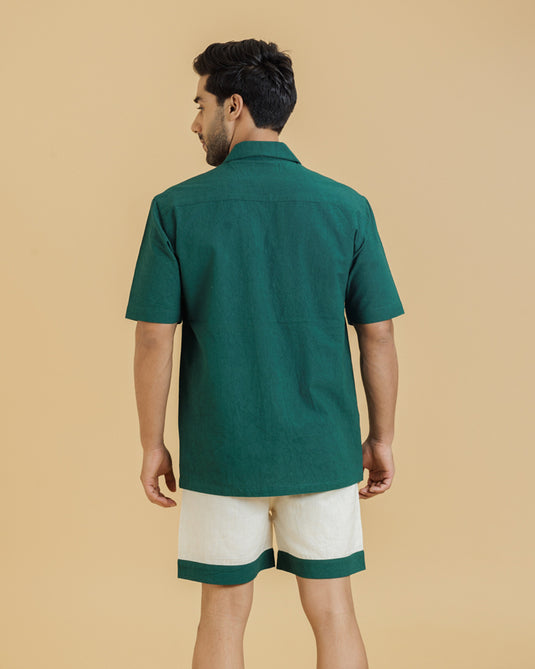 HEMPORIO Green Men's Shirt with Embroidery Patch pocket