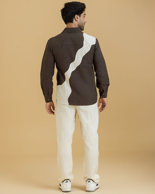 HEMPORIO Brown Full Sleeves Patch Shirt