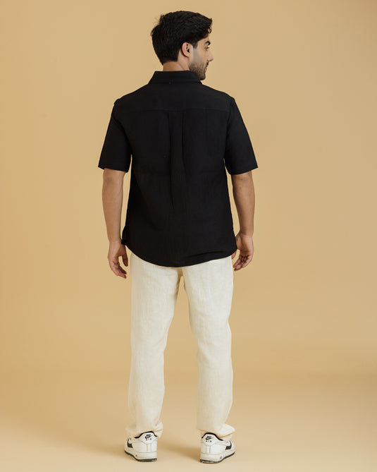 HEMPORIO Black Embroidered patch shirt