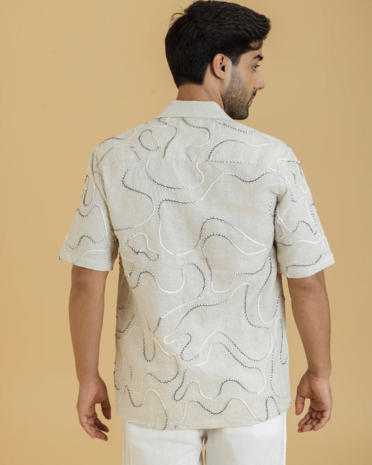 HEMPORIO Cord Embroidery Off white  Shirt