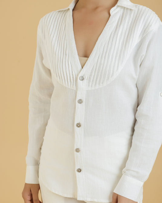 HEMPORIO Top Pintuck Detail Full Sleeves Shirt