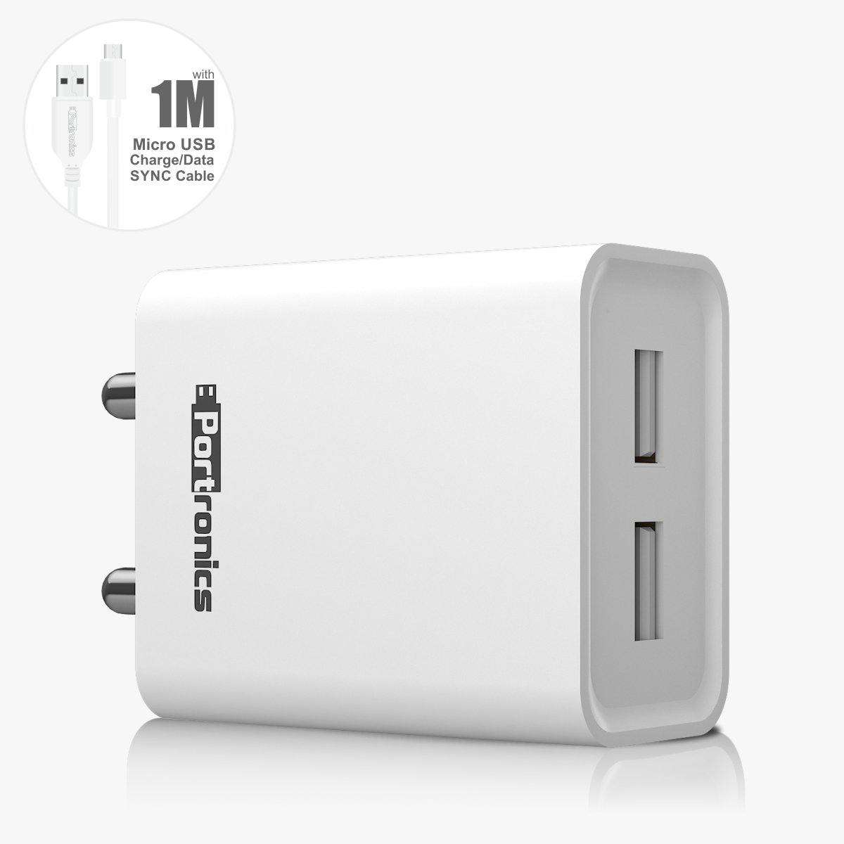 portronics adapto 66 phone charger with 2.4Amp| best phone charger online