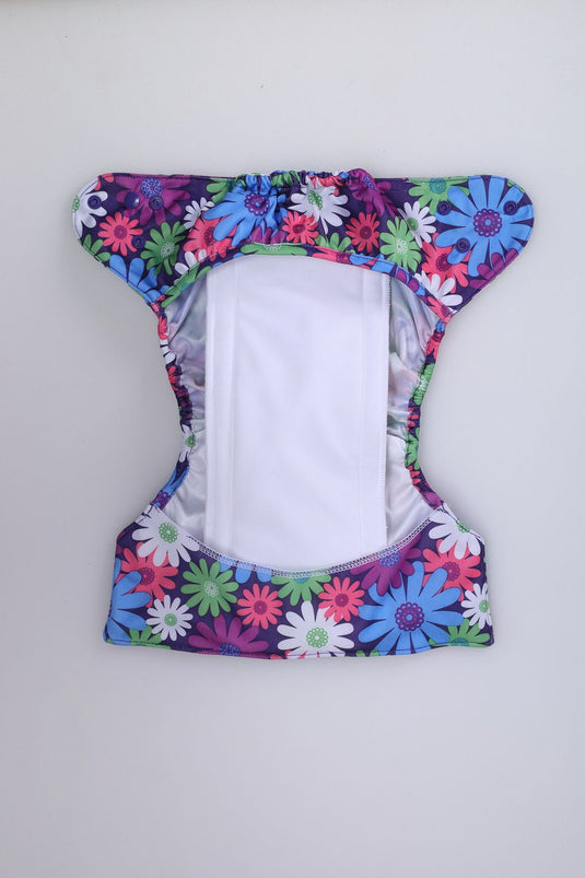 Diaper Cover ( Purple Flowers) + 1 Wet free Insert