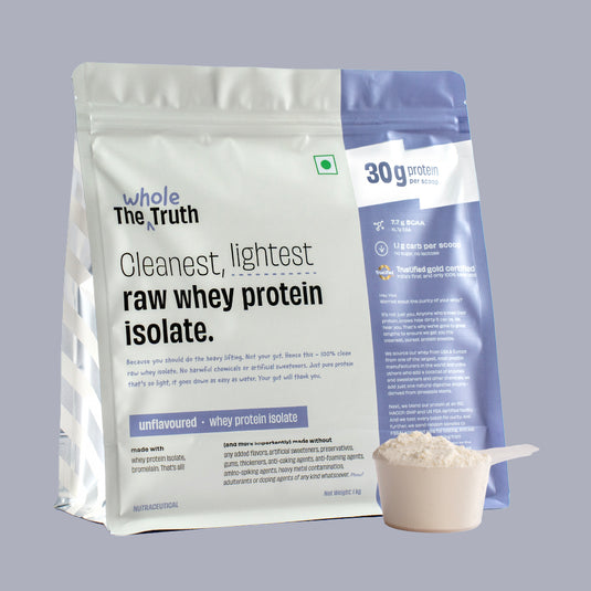 The Whole Truth Whey Protein Isolate Unflavoured | 1 kg | 30g Protein per scoop