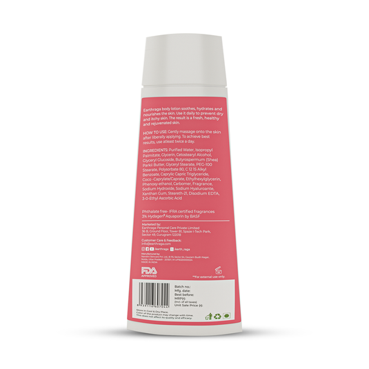 Earthraga Instant Glow Body Lotion with Hyaluronic Acid & Vitamin C - contains 3% Hydagen Aquaporin (200ml)