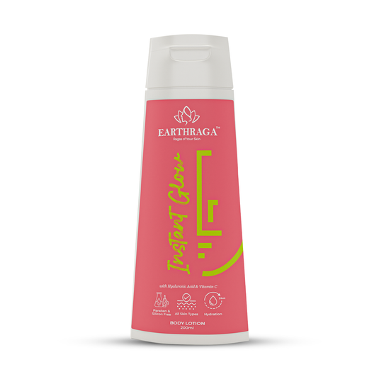 Earthraga Instant Glow Body Lotion with Hyaluronic Acid & Vitamin C - contains 3% Hydagen Aquaporin (200ml)