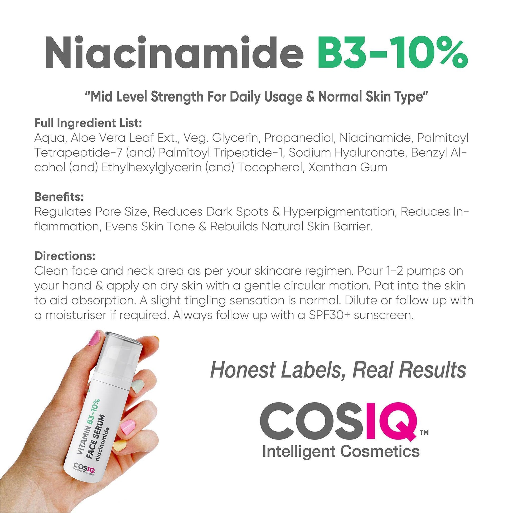 Niacinamide Vitamin B3-10% Serum, 30ml - CosIQ