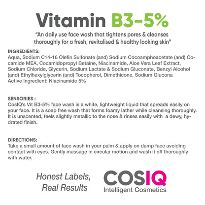 Niacinamide Vitamin B3-5% Brightening Face Wash - 100 ml - CosIQ