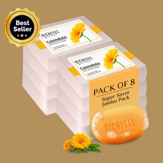 Richfeel Calendula Anti Acne Soap 75 G Pack of 8