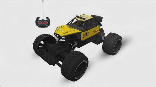 CUBIKS Remote Control Car Toy - Yellow | LED Head Lights | Ideal for Kids | USB Rechargeable | Best for Birthday Gift | High Speed Toy