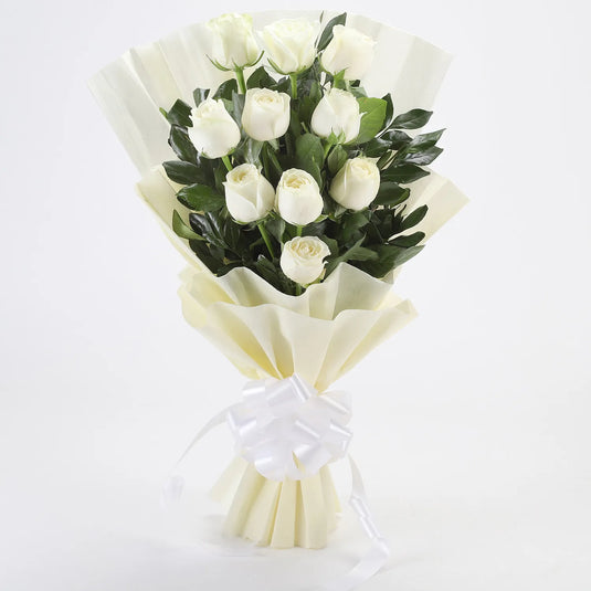 FNP- Pristine White Roses Bunch