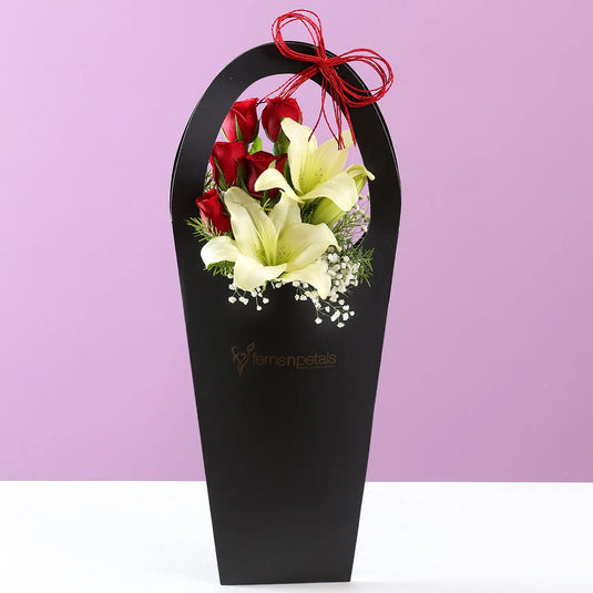 FNP- Red Roses & Lily Arrangement