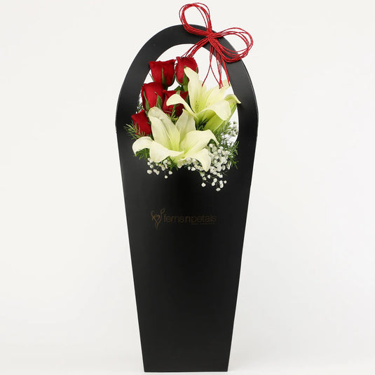 FNP- Red Roses & Lily Arrangement
