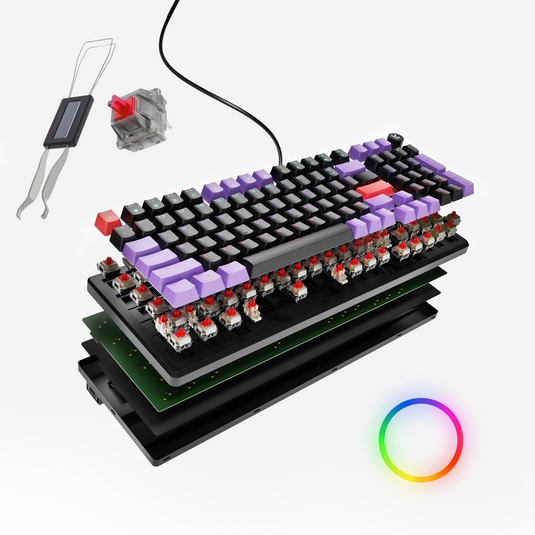 Hive 98 Black - Purple Wired Gaming Keyboard Kreo