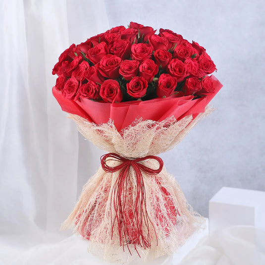 FNP-Vivid 50 Red Roses Bouquet