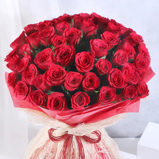 FNP-Vivid 50 Red Roses Bouquet