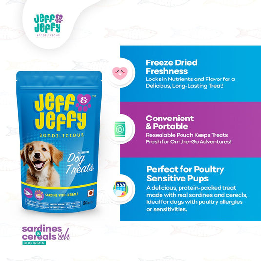 Sardine With Cereals : Protein Powered Treat for Poultry Sensitive Dogs - Jeff & Jeffy