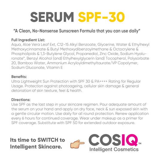 SPF 30 Sunscreen Serum, 100ml - CosIQ