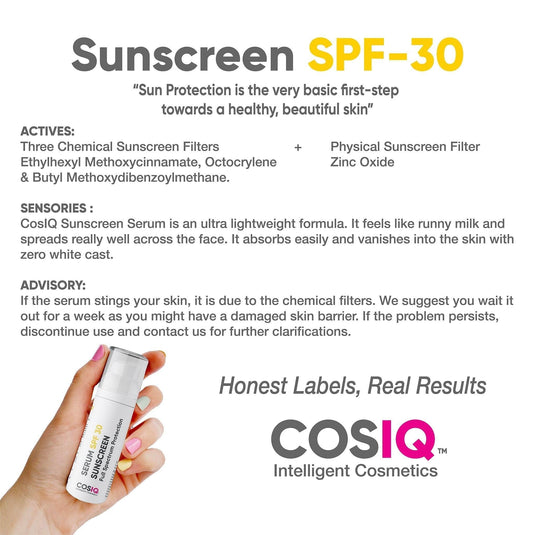 SPF 30 Sunscreen Serum, 30ml - CosIQ