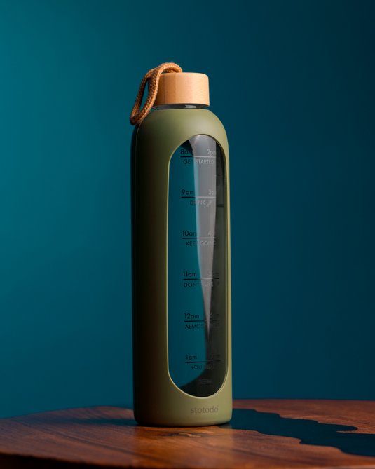 Pillar portable glass bottle