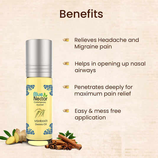 Vishranti Destress Oil & Roll On - Blue Nectar Ayurved